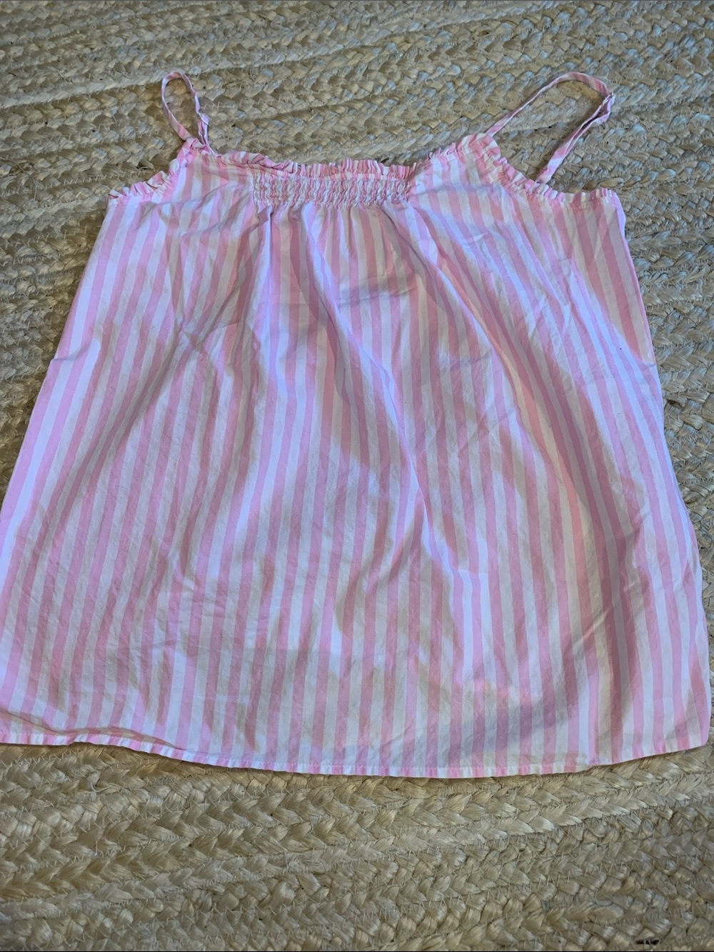 Lands' End 100% Cotton Pink and White Striped Cotton Camisole